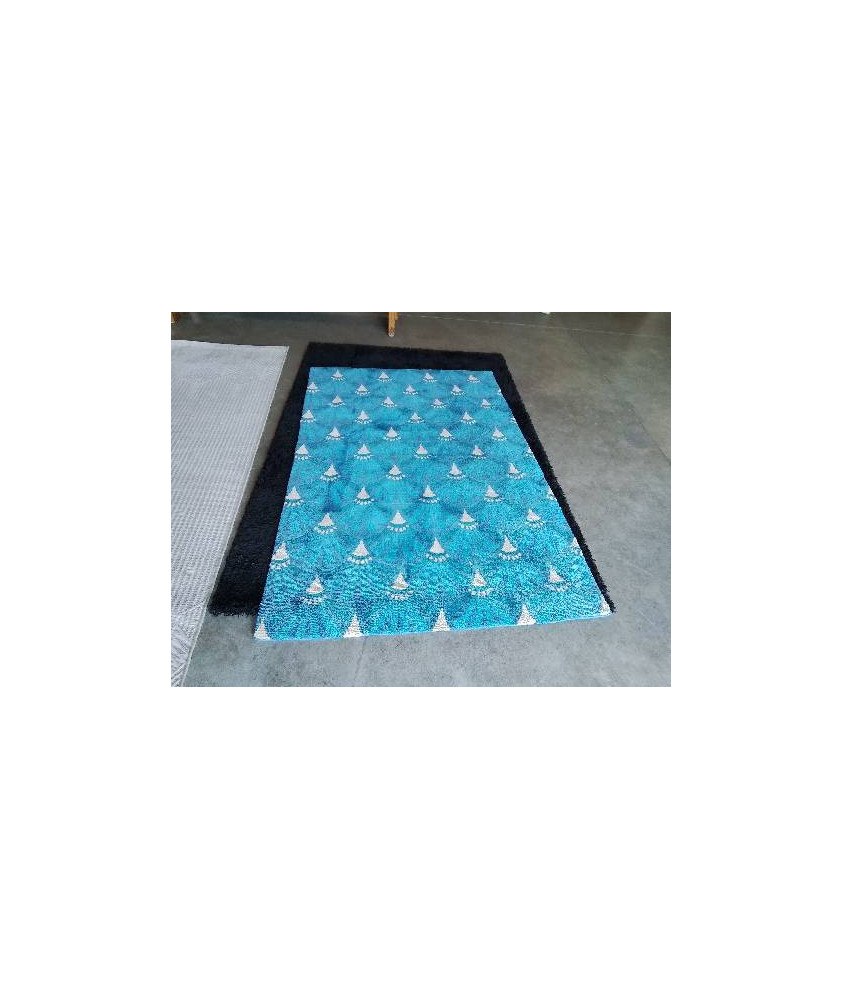 TAPIS BLEU ET ECRU 116X170