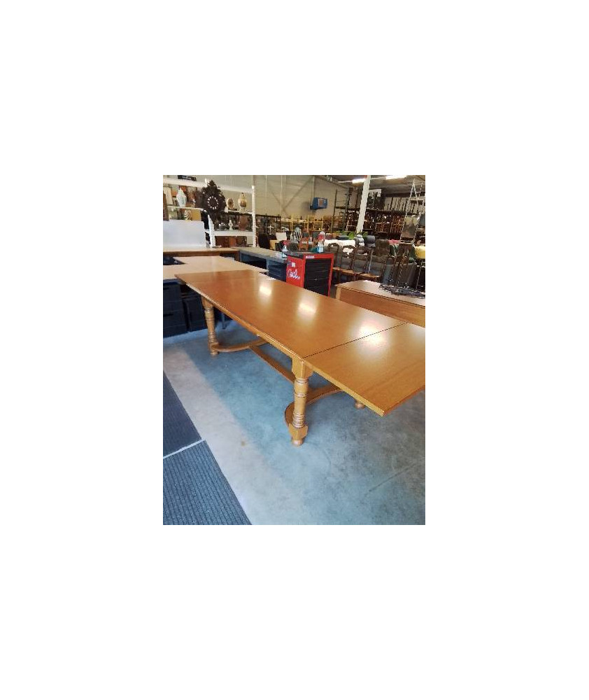 TABLE RECTANGULAIRE A ENTRETOISE EXTENSIBLE BOIS CLAIR 177X95X77CM