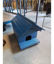 NICHE A OISEAUX BOIS PEINT BLEU