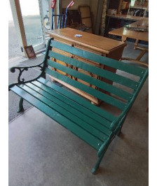 BANC DE JARDIN FONTE ET LATTES BOIS PEINT VERT