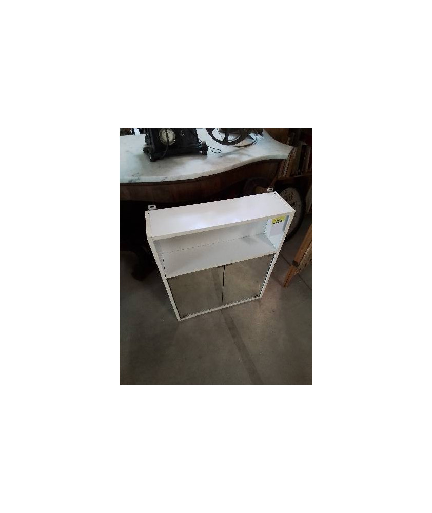 MEUBLE MURAL DE SALLE DE BAIN BOIS BLANC 2 PORTE MIROIR 