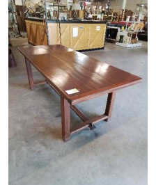 TABLE RECTANGULAIRE A ENTRETOISE BOIS EXOTIQUE 200X85X75,5