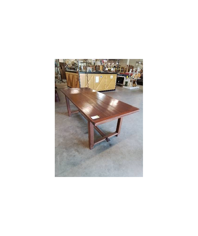 TABLE RECTANGULAIRE A ENTRETOISE BOIS EXOTIQUE 200X85X75,5