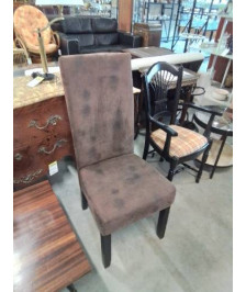 CHAISE PIÈTEMENT BOIS NOIR ASSISE TISSU MARRON
