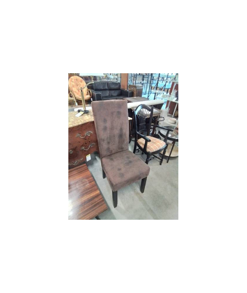 CHAISE PIÈTEMENT BOIS NOIR ASSISE TISSU MARRON