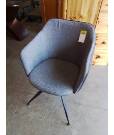 FAUTEUIL PU NOIR ET TISSU GRIS PIÈTEMENT METAL NOIR EN L\'ÉTAT 