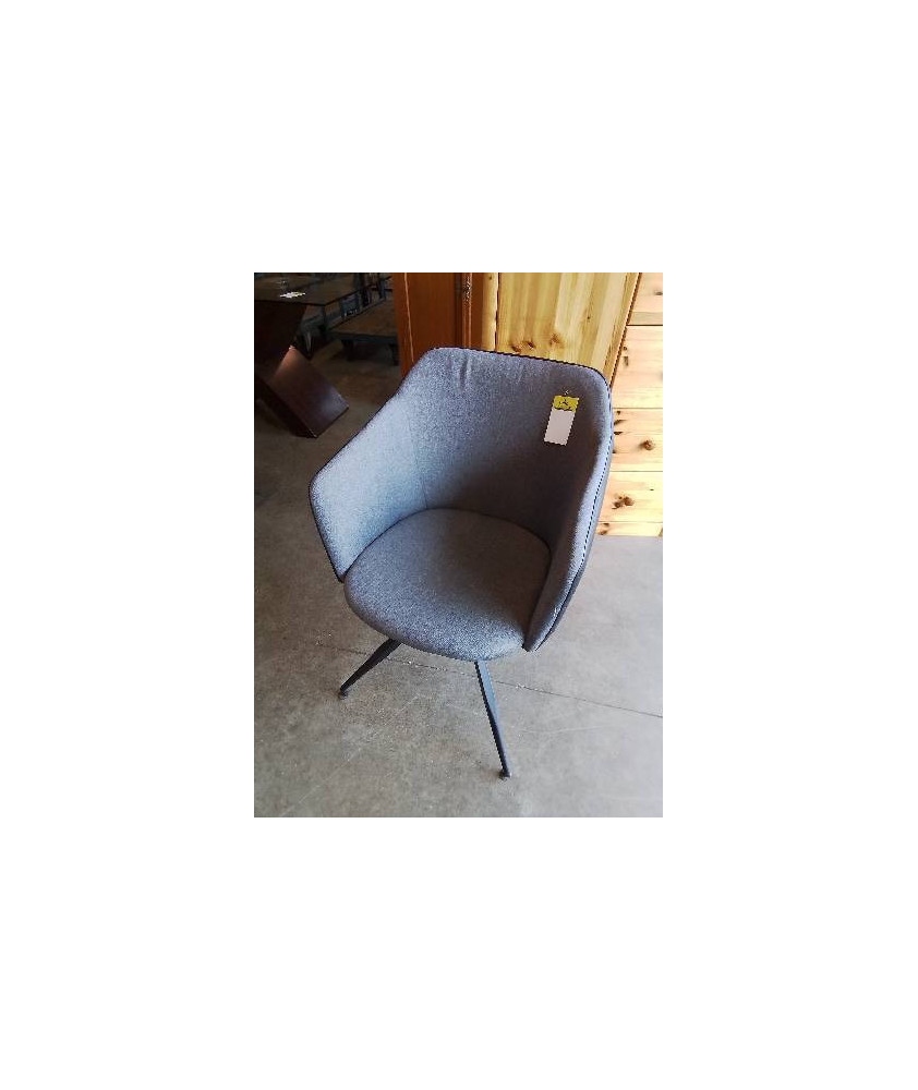 FAUTEUIL PU NOIR ET TISSU GRIS PIÈTEMENT METAL NOIR EN L\'ÉTAT 