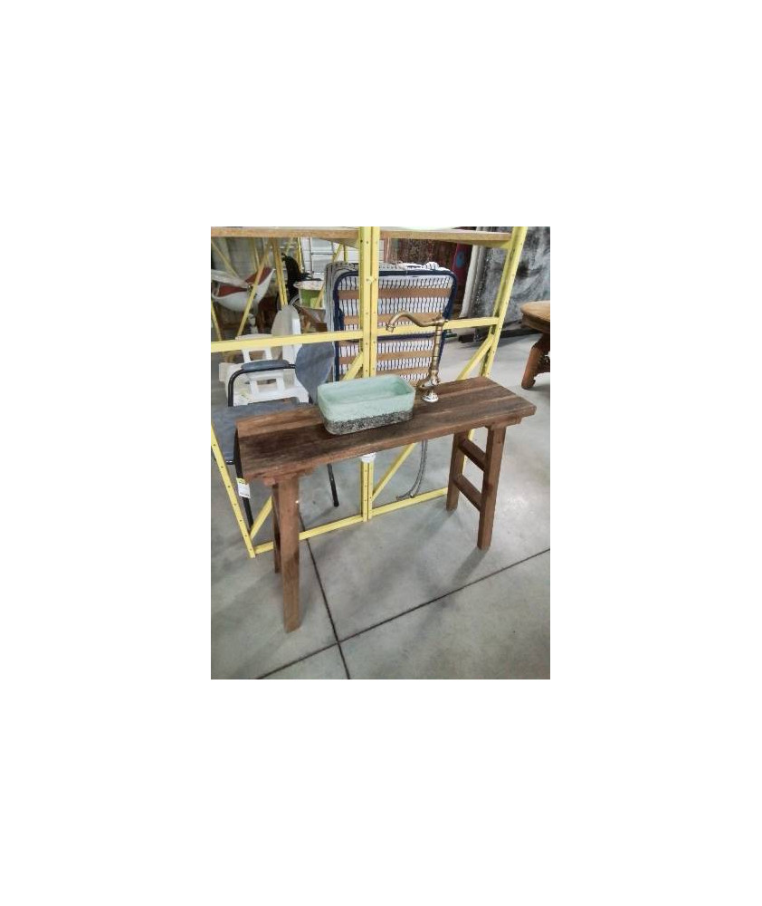 CONSOLE  LAVE MAIN  BOIS RECYCLÉ CÉRAMIQUE ROBINETTERIE LAITON