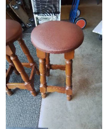 TABOURET DE BAR ROND PIÈTEMENT BOIS ASSISE CHOCOLAT 