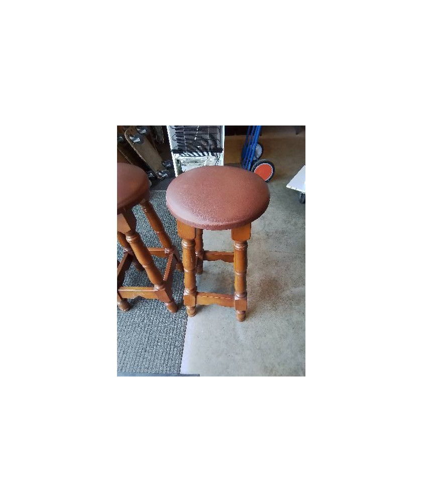 TABOURET DE BAR ROND PIÈTEMENT BOIS ASSISE CHOCOLAT 