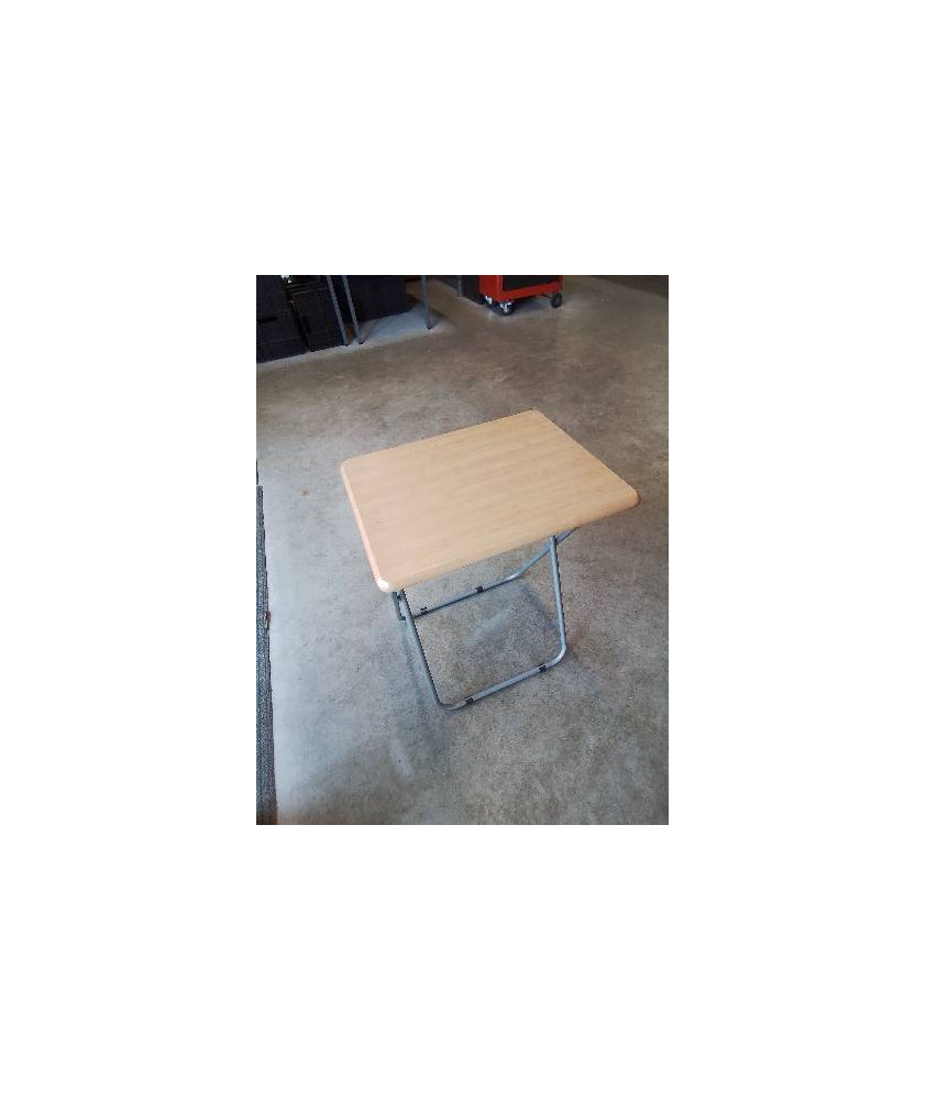 TABLE D’APPOINT PLIANT PIÈTEMENT MÉTAL GRIS PLATEAU BOIS CLAIR 