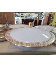 SOUPIÈRE BLANCHE BORDURE DORÉ EN PORCELAINE 