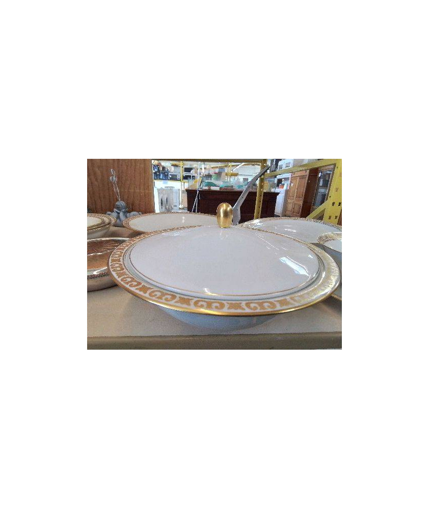 SOUPIÈRE BLANCHE BORDURE DORÉ EN PORCELAINE 