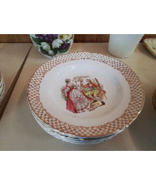 ASSIETTE PLATE/CREUSE AVEC DECORATION BORDURE DORÉ 