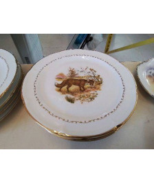 LOT DE 6 ASSIETTES PLATES MOTIF GIBIER CHASSE 