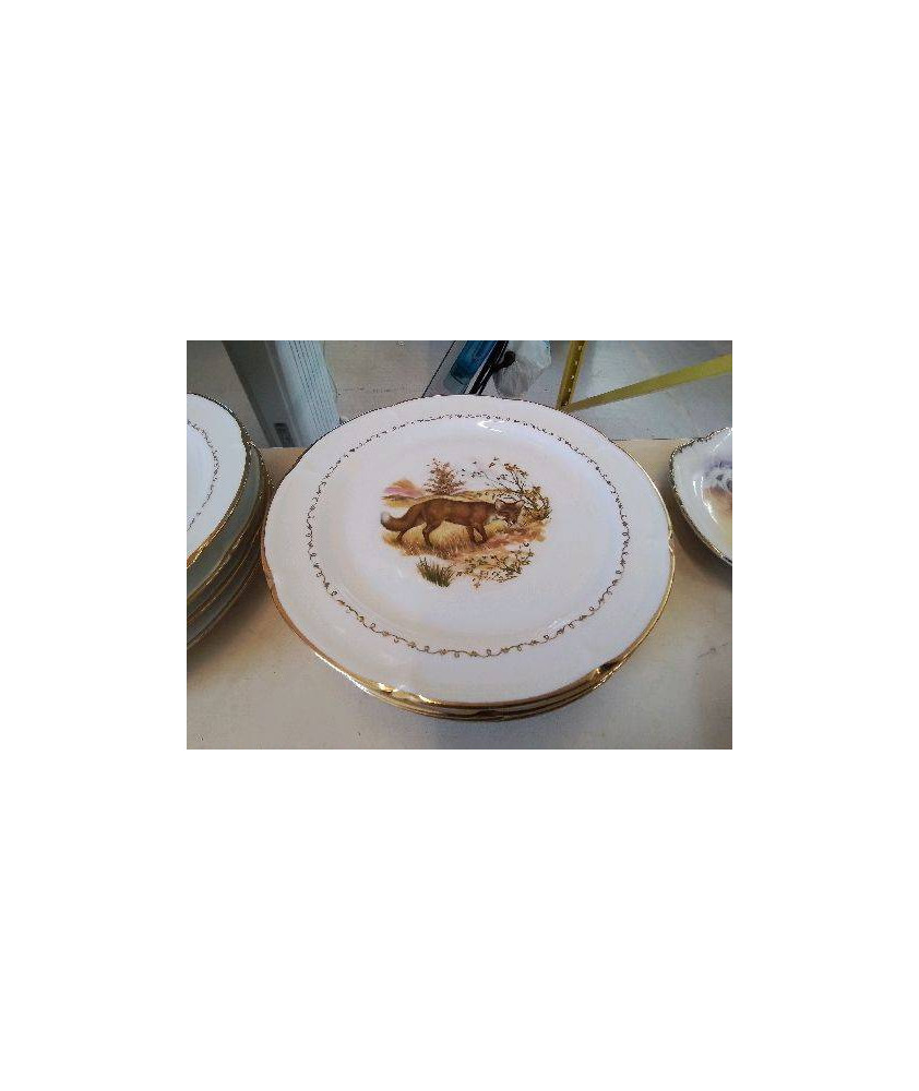 LOT DE 6 ASSIETTES PLATES MOTIF GIBIER CHASSE 