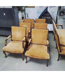 SALON PROVENÇAL D’ÉPOQUE LOUIS XV EN NOYER 6 FAUTEUILS 1 BANQUETTE 