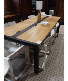 TABLE CHENE CLAIR PIETEMENT MÉTAL INDUSTRIEL 240X110