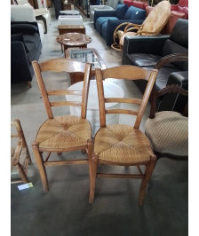 CHAISE BOIS CLAIR PAILLÉ DOSSIER 2 BARREAUX 