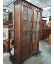BIBLIOTHÈQUE VITRÉE BOIS MOULURÉ 2 PORTES 