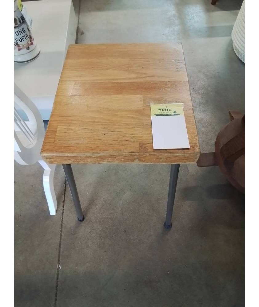 TABOURET PIÈTEMENT MÉTAL CHROMÉ ASSISE BOIS CLAIR 