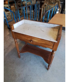 TABLE DE TOILETTE BOIS DESSUS MARBRE BLANC FIN XIXE