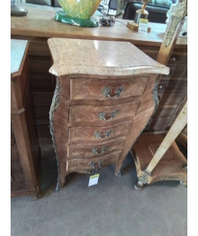CHIFFONNIER STYLE LOUIS XV 5 TIROIRS BOIS DE ROSE GARNITURES  BRONZE