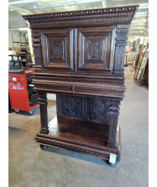 CREDENCE SCULPTEE  2 PORTES 1 TIROIR FIN XIXE 