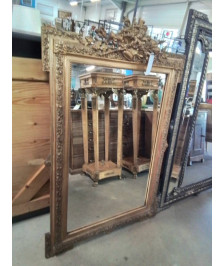 MIROIR STYLE LOUIS XVI BOIS ET STUC DORÉ FIN XIXE 87X123