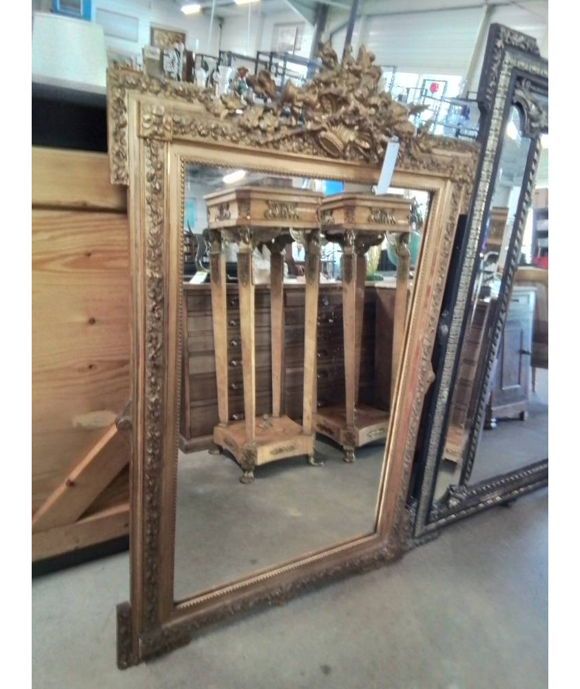 MIROIR STYLE LOUIS XVI BOIS ET STUC DORÉ FIN XIXE 87X123