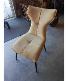 CHAISE PIVOTANTE PIÈTEMENT MÉTAL NOIR ASSISE TISSU JAUNE