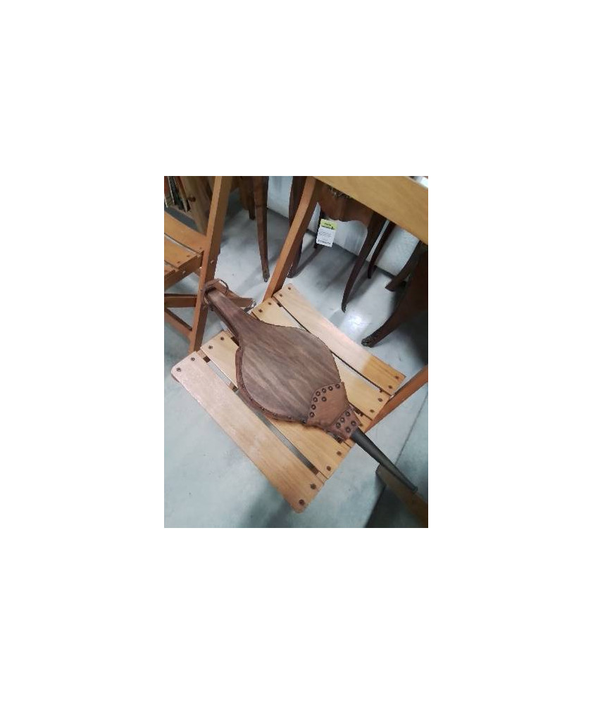 SOUFFLET DE CHEMINÉE BOIS ET CUIR FAUVE 