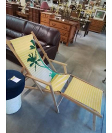 CHILIENNE BOIS CLAIR TISSU JAUNE