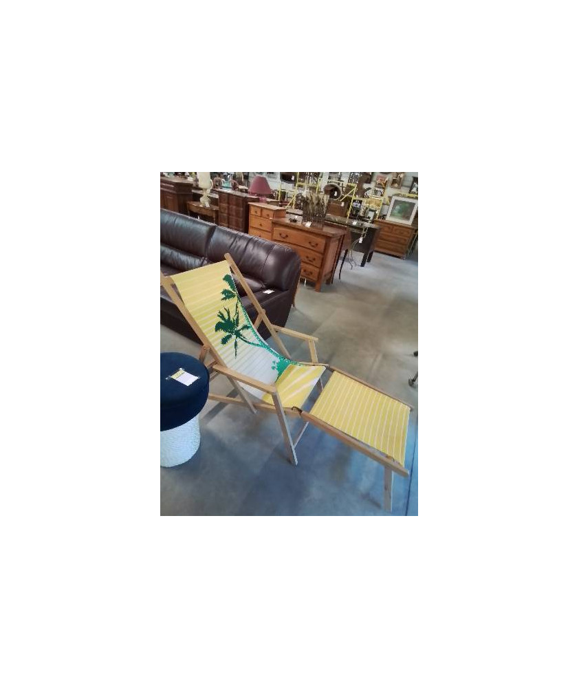 CHILIENNE BOIS CLAIR TISSU JAUNE