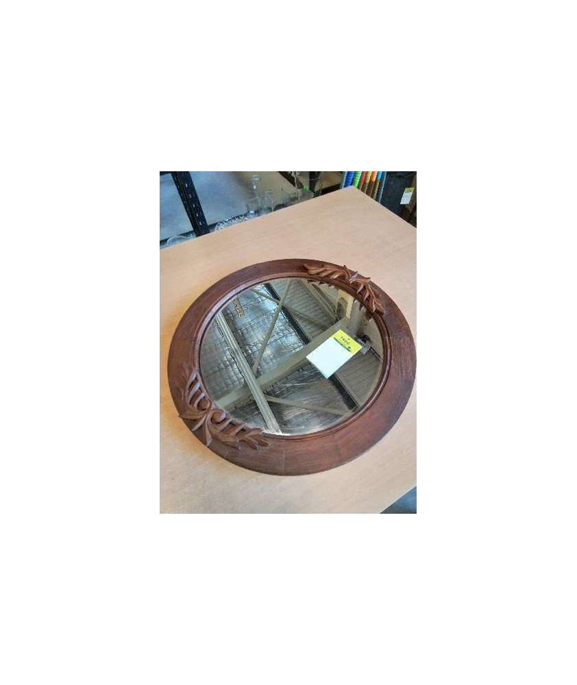 MIROIR ROND BOIS SCULPTÉ 