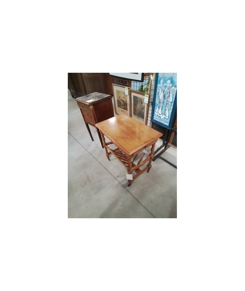 DESSERTE A ROULETTES PORTES REVUES 1 TIROIR BOIS CLAIR 
