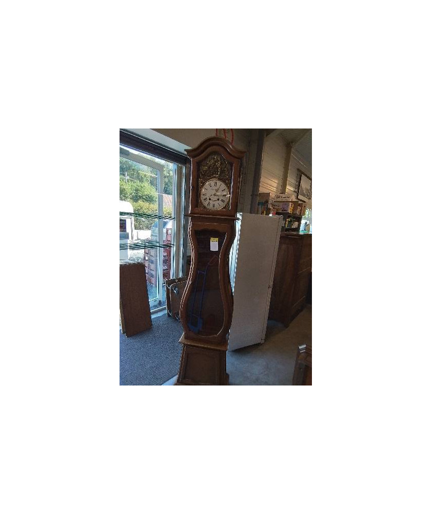 HORLOGE DE PARQUET BOIS CLAIR MOULURÉ EN L\'ÉTAT 