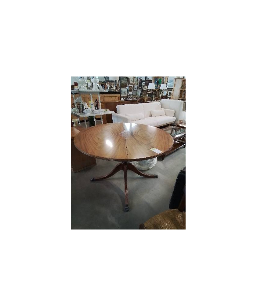 TABLE RONDE EXTENSIBLE BOIS PIEDS GRIFFUS 2 RALLONGES 50CM