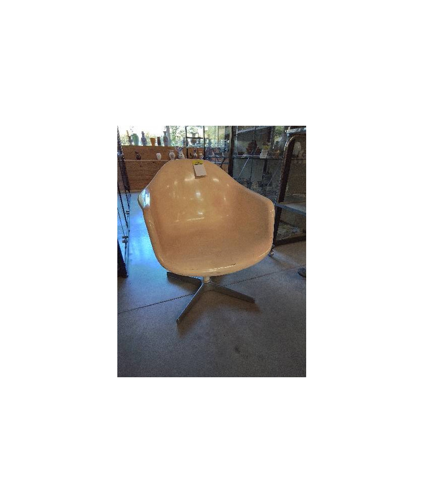 FAUTEUIL COQUE FIBRE DE VERRE PIÈTEMENT MÉTAL ANNÉES 50/60