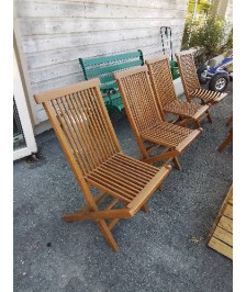 CHAISE DE JARDIN PLIANTE BOIS CLAIR ASSISE ET DOSSIER AJOURÉ 
