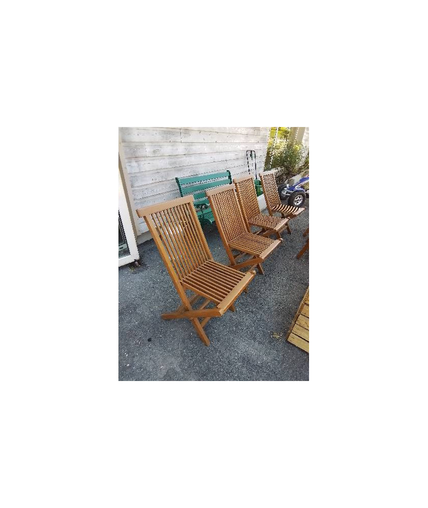 CHAISE DE JARDIN PLIANTE BOIS CLAIR ASSISE ET DOSSIER AJOURÉ 