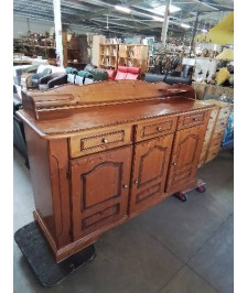 ENFILADE BOIS MOULURÉ A GRADIN 3 TIROIRS 3 PORTES