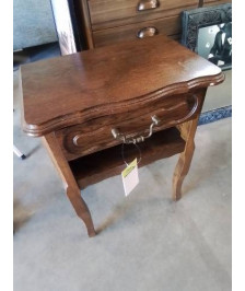 CHEVET CHANTOURNÉ BOIS 1 TIROIR 1 NICHE STYLE RÉGENCE 