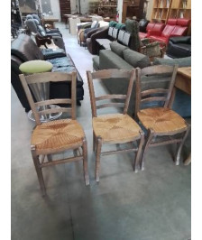 3 CHAISES BOIS PAILLÉ DOSSIER 3 BARREAUX 
