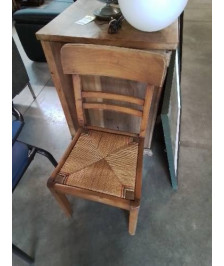 CHAISE ANNÉES 50’BOIS CLAIR ASSISE PAILLÉ 
