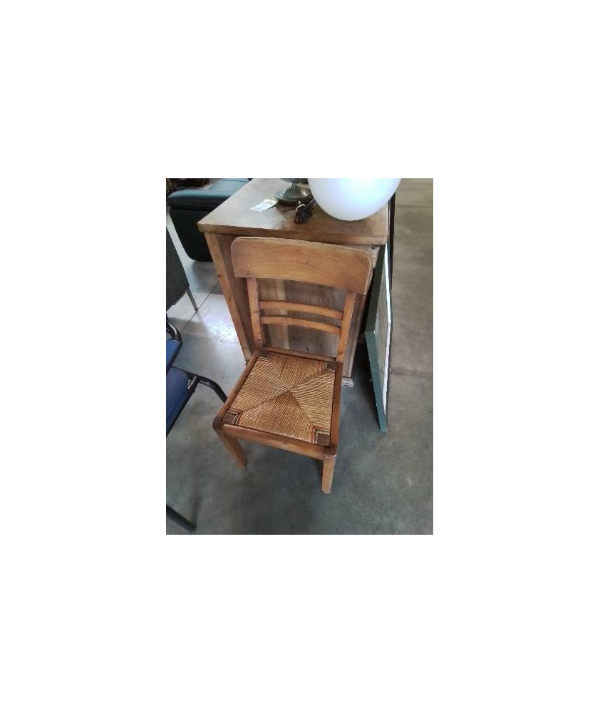 CHAISE ANNÉES 50’BOIS CLAIR ASSISE PAILLÉ 