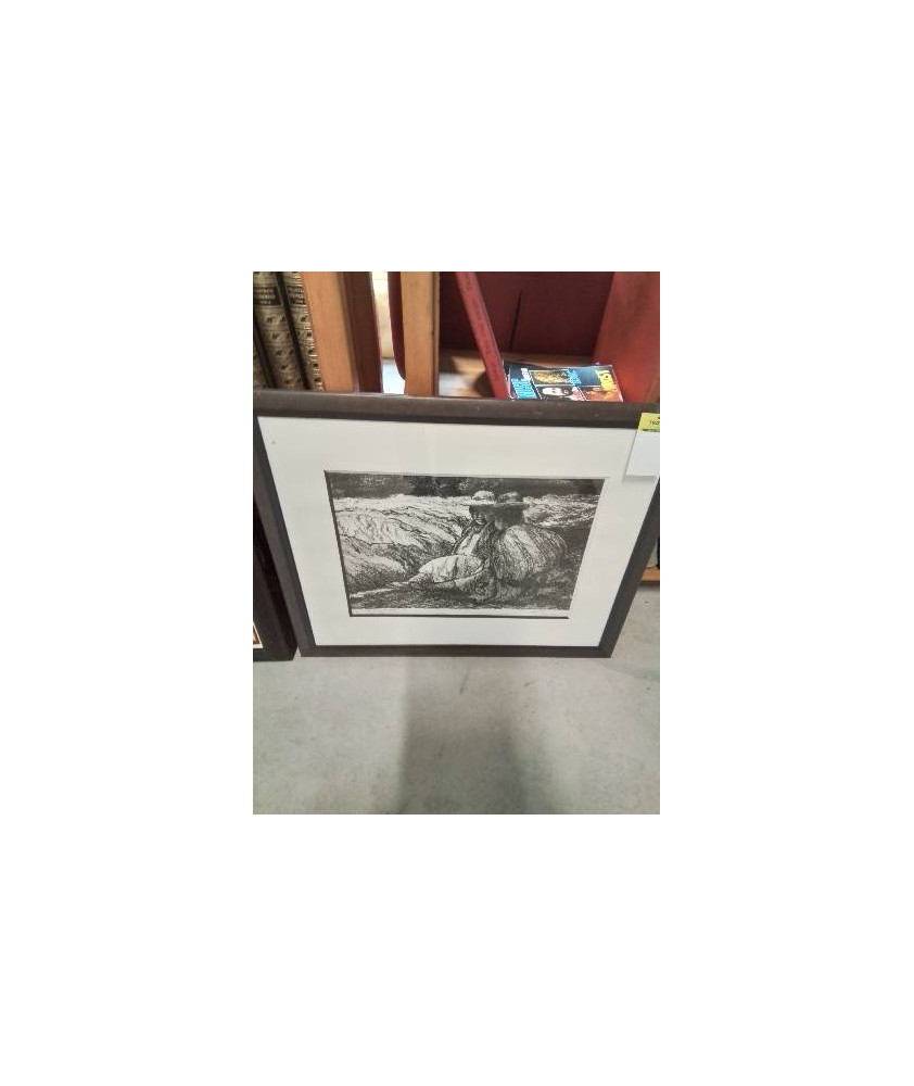LITHOGRAPHIE CONTRESIGNÉE LA HALTE DANS LA CLAIRIÈRE JEAN MARE