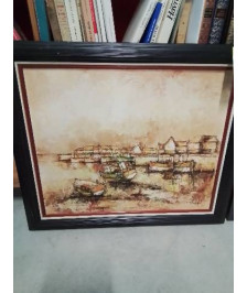 HUILE SUR TOILE BARQUES A L’ÉCHOUAGE CHARLES FARCY (1941)