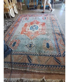 TAPIS FAIT MAIN OUCHAK TURQUIE LAINE FAIT MAIN ORANGÉ BLEU 331X230CM
