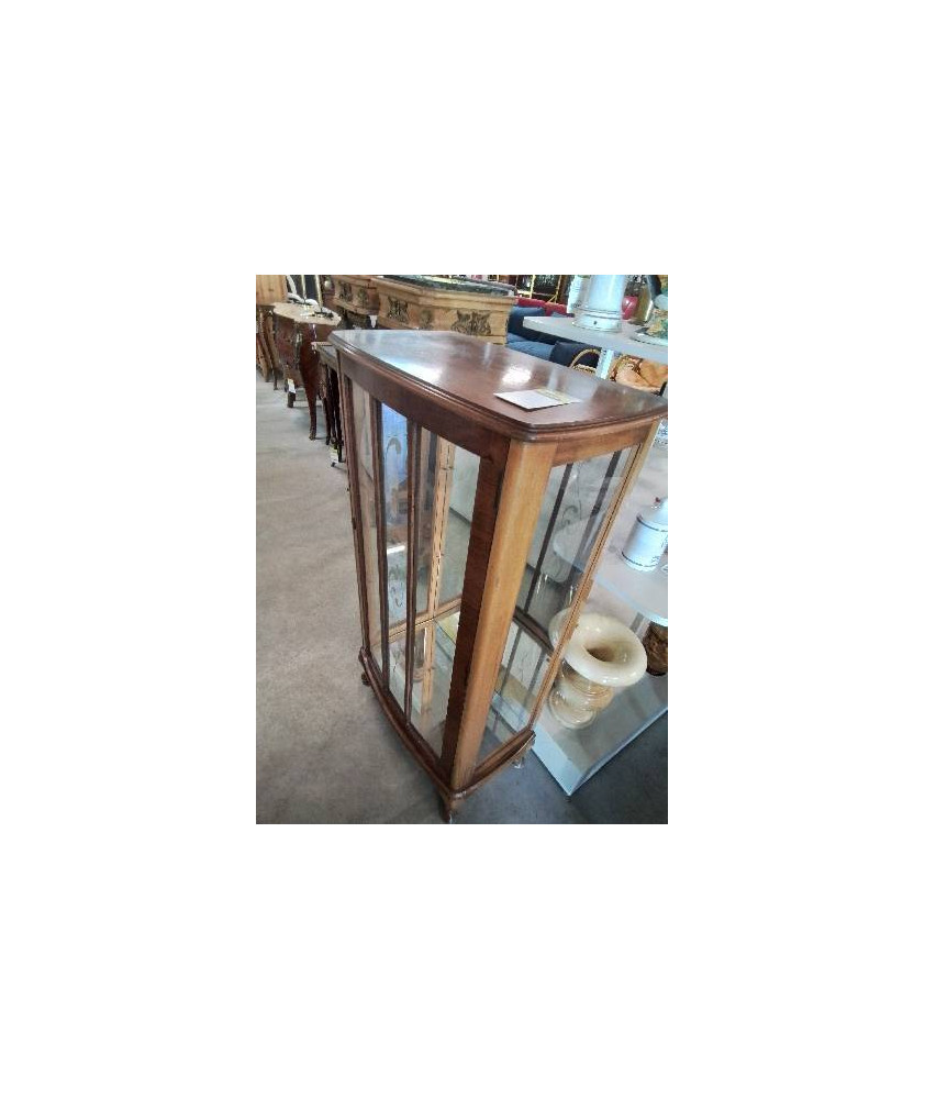 VITRINE ANGLAISE BOIS CLAIR 1 PORTE GRAVÉ